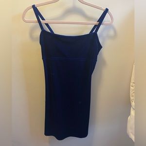 Vintage velvet royal blue open back mini dress
